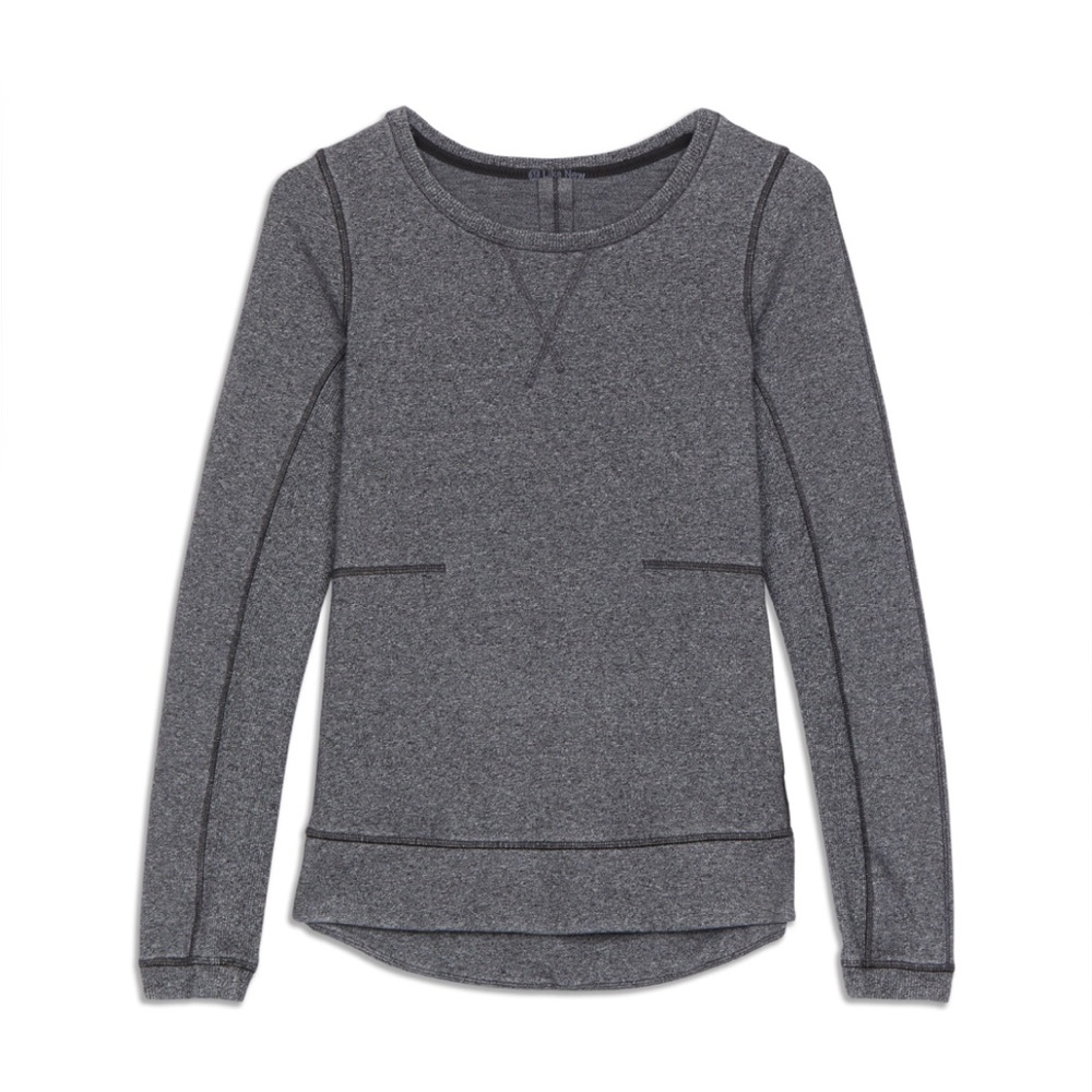 Lululemon Exhalation Pullover Heathered Gray Black Athleisure Yoga Sweater
